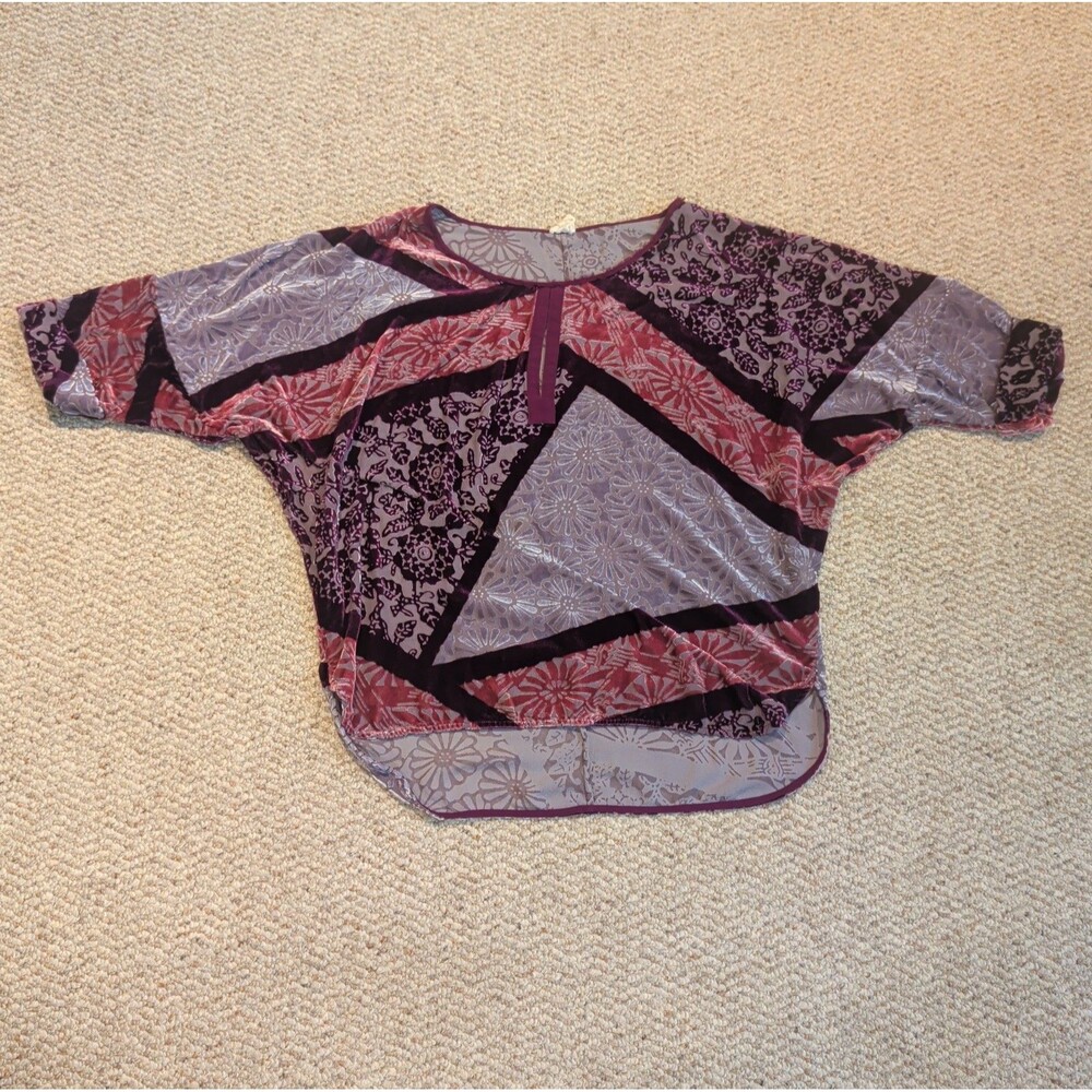 Anthropologie TINY Felicitie Patchwork Velvet Burnout Top Womens S Boxy Flowy